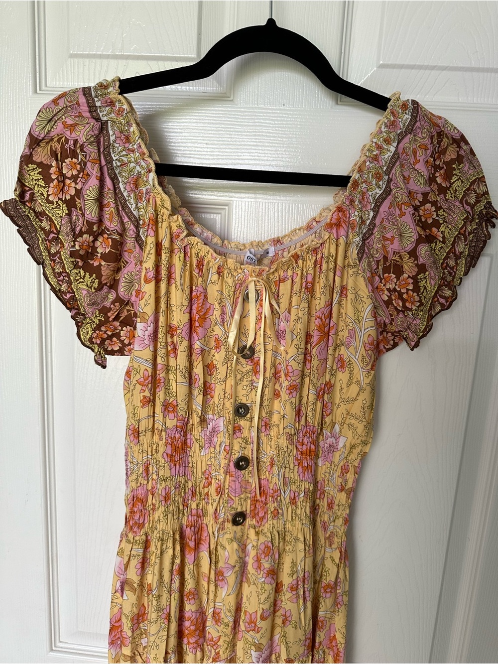 Cottagecore Butter Yellow Floral Midi Dress - Picture 2 of 5